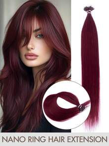 Nano Ring Hair Extensions, Real Human Hair, Pre-Bonded Cold Fusion Natural Nano Connector, Invisible Nano Ring Hair Pieces, 12-24 Inch Long Hair Extensions For Women, Daily, Party, Wedding Styling, Summer Style - S99J - View 16