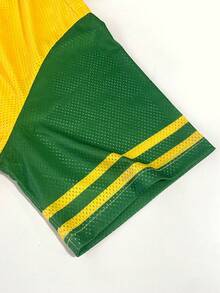 大码女式休闲运动套装，采用绿黄撞色字母印花面料。适合夏季和运动季节。网眼透气面料，印花设计。 - 彩色 - 查看 6