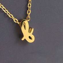 1pc Minimalist Stainless Steel 26 Initial Letter Necklace Pendant, Suitable For Commuting And Daily Wear - Yellow Gold - View 24