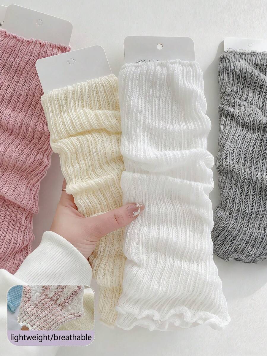 1/2/4双装 女士多巴胺色蕾丝针织腿套，薄网眼小腿套，Y2K芭蕾美学可爱洛丽塔腿套，春夏款 - 彩色 - 查看 1