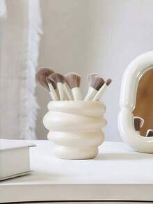 1 hộp đựng cọ trang điểm bằng nhựa hình dáng bất đối xứng, hình bình hoa không đều với bề mặt dập nổi gồ ghề, vật trang trí bàn làm việc đa chức năng, bình hoa mini kiêm hộp đựng đồ, thích hợp cho phòng khách, phòng ngủ và văn phòng (màu trắng và tím) - Nhiều màu - Xem 8