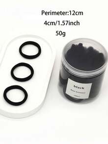 300/200/100/10pcs Black High Elasticity Hair Ties, High Elasticity Seamless Hair Ropes, Soft Hair Ties, Suitable For Daily Styling, Back To School, Halloween, Soft And Fluffy, College Dorm Essential, Camping Essential, Holiday Essential, Summer. - Black - View 12