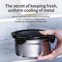 Korean Style 3-Piece Set: Stainless Steel Food Storage Containers, Refrigerator Airtight Boxes, Fruit Lunch Boxes - 優雅黑蓋 - 查看 4