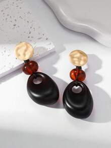 New Fashionable Exaggerated Acrylic Earrings, Elegant Hollow Round Pendant Earrings, Niche Design - Multicolor - View 7