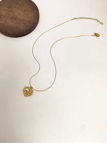 1件不锈钢防水不褪色心形女孩与马吊坠项链，适合女性日常佩戴 - 金色 - 查看 4