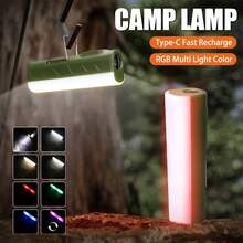 1个可充电手持式手电筒 RGB彩色露营泛光灯户外长效应急手电筒 - 款式A - 查看 5