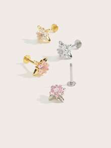 1 Pair Fashionable Minimalist Star Stud Earrings, Suitable For Women's Daily Wear - Star - View 3