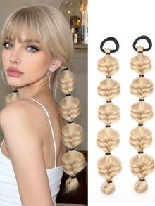 18 Inch 2pcs Hand-Woven Bubble Twist Braids Wig With Elastic Rubber Band, Heat Resistant Synthetic Wig, Suitable For Women - Multicolor - View 17