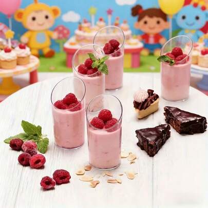 40/20/10件套透明塑料杯，斜口杯，透明布丁杯，果冻杯，冰淇淋杯，甜点杯，迷你开胃菜杯，适用于派对、婚礼、餐饮、冰淇淋、布丁和食品容器，厨房用品