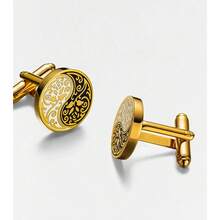 Shirt Cufflinks For Mens Chinese Style Tai Chi Kung Fu Gossip Rose Cuff Links Buttons Suit Wedding Custom Clothing Accessories - 淺金黃色 - 查看 5