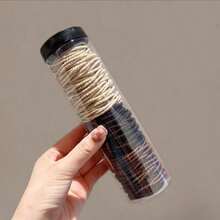 100个/瓶彩色几何发圈套装，包含马尾发圈和弹力发圈，柔软不伤发，用途广泛，日常可用，多种颜色可选，旅行配件，发圈，橡皮筋，发绳，弹性发绳，节日派对必备 - 彩色 - 查看 9