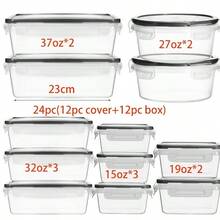 Refrigerator Storage Box, Fruit Fresh-Keeping Container, Large Capacity  Container, Airtight & Leak-Proof, Freezer , Microwave , Heat Resistant Up To 120°C Without Deformation - 24件套裝 - 查看 8