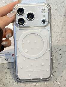 Cute Cartoon Stars Graffiti Soft Protective Phone Case Compatible With IPhone 17 Pro Max 17 Pro 17 16 Pro Max 16 Pro 16 15 Pro Max 15 Pro 14 Pro Max 14 Pro 13 12 Pro Max 11 16 15 14 Plus Clear Magnetic Wireless Charging Back Cover - Clear - View 2