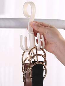 2 piezas Percha multifunción de 5 ganchos, organizador de armario ahorra espacio, puede colgar corbatas, cinturones, bufandas, bolsos, rotación de 360°, sin necesidad de taladrar, diseño minimalista blanco, se adapta a varios armarios - Multicolor - Ver 14