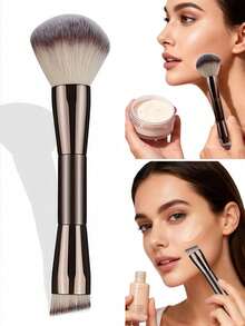 7pcs Multifunctional Double-Ended Makeup Brushes Set, Including Foundation Brush, Powder Brush, Blush Brush, Concealer Brush, Contour Brush, Suitable For Women - Coffee Brown - View 2