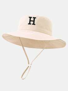 1顶幼儿A-Z字母刺绣渔夫帽，可调节防晒，适合儿童男孩女孩 - 1PC - 查看 13