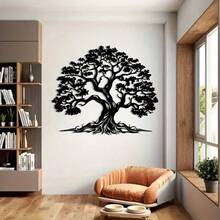 Vintage Tree Of Life Metal Wall Decor - Nature Inspired Original Metal Art, Farmhouse Style Living Room Wall Decor, Indoor Outdoor Nature Theme, Wall Mounted, Home Decor, Room Decor, Birthday Graduation Gift - 黑色 - 查看 2
