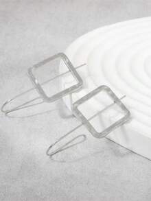 1 par de pendientes con colgante geométrico retro, adecuados para uso diario, fiestas y viajes de las mujeres como regalo de joyería - Plateado - Ver 6
