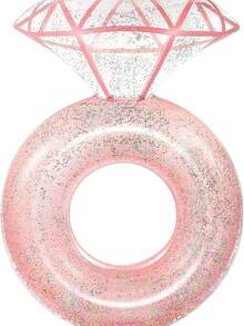 Pool Floats, Inflatable Ring Pool Float, Large Engagement Ring Floatie For Bachelorette Party, Swim Tube River Lake Wedding Bride Stagette Decor Fun Raft For Adults, Gold/White/Pink - 1 gói - Xem 14