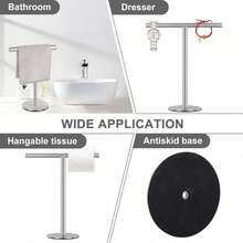 1 pièce Porte-serviette en T en acier inoxydable - Porte-serviette de comptoir pour salle de bain et cuisine, support de rangement polyvalent pour salle de bain, cuisine, chambre, design à la mode pour serviettes, bijoux et plus, noir et argent - Multicolore - Voir 4