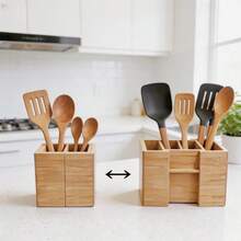 Giá đựng dụng cụ nấu ăn bằng tre có thể mở rộng | Giá đựng dụng cụ nhà bếp | Giá đựng thìa, muỗng bằng tre tự nhiên | Giá đựng đồ dùng trên mặt bàn bếp - Xem 4