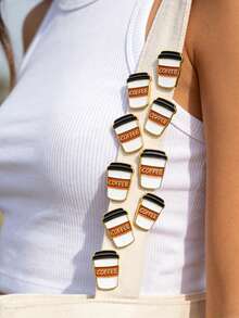 QIHOO 1 Ghim cài áo hình cốc cà phê dễ thương - Ghim cài áo hình cốc cà phê mini dành cho ba lô, túi xách, áo khoác, phụ kiện thẩm mỹ cho người yêu cà phê, ghim cài áo nữ, ghim an toàn cho túi xách nữ. - Nhiều màu - Xem 1