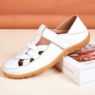 女士凉鞋，休闲夏季软底沙滩凉鞋，步行鞋，户外舒适经典PU皮女士凉鞋