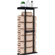 Bathroom Towel Rack, French Wall Mounted Storage Rack, Is A Space Saving Bathroom Accessory That Can Accommodate Up To 6 Large Towels. Equipped With A Storage Rack, Suitable For Hand Towels, Face Towels, And Bathrobes. - Multicolor - View 9