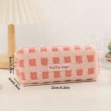 1 hộp đựng bút cỡ lớn, mềm mại, họa tiết kẻ caro đỏ, hộp văn phòng phẩm kẻ caro hồng, thích hợp đựng son môi, đồ dùng chăm sóc da, đồ dùng hàng ngày, văn phòng phẩm, quà tặng ngày lễ, đồ dùng học tập và cặp sách. - Nhiều màu - Xem 9