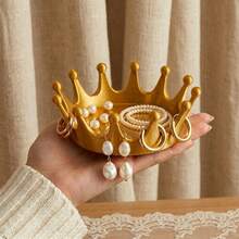 Khay đựng trang sức hình vương miện, khay nhựa nhỏ đựng nhẫn, bông tai, dây chuyền, hộp đựng đồ trang sức nhỏ xinh, kích thước 3,94 x 3,94 inch. - Nhiều màu - Xem 1