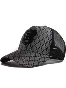 1 pieza Gorra de béisbol de mujer con patrón de rombos negros, visera casual adecuada para la calle, fiestas, viajes de verano, con protección UV - A - Ver 9