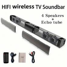 Wireless Sound Bar - Surround Movie Audio Effect, High Power, Bluetooth Remote Control, Suitable For Computer, TV, Home Theater, Left/Right Stereo Wall-Mounted Speakers, Support AUX Interface And TF Card, FM Radio Function - Black - View 6