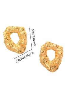 Stainless Steel Irregular Pleated Earrings For Women Metal Earrings Jewelry 2026 Trending Vintage Exaggerated Gold Color Earrings - Multicolor - View 7
