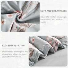 Queen Comforter Set Grey Botanical Floral Bedding Comforter Sets Queen Size for All Seasons 7 Pieces Bed in a Bag Lightweight Microfiber Comforter Set with Sheets Pillowcases and Shams - Gris - Ver 6