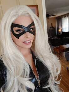 1个女士猫脸面具，嘉年华派对装饰，化装舞会面具，黑色眼罩，超级英雄角色扮演配饰，适合嘉年华派对 - 多色 - 查看 2