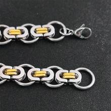 男士嘻哈拜占庭圓環鏈條項鍊 金色不鏽鋼粗鏈飾品 - 銀色 - 查看 6