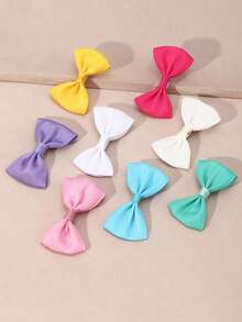 Conjunto de 8 presilhas de cabelo femininas em cores sólidas com laços delicados. Acessórios minimalistas e versáteis para o dia a dia, perfeitos para a primavera e o verão. - Multicolorido - Ver 6