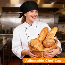 3 Pack Tie Back Chef Hats, Adjustable Chefs Hats Adults Chefs Bandana Skull Cap Breathable Cooking Hat Men Women - View 7