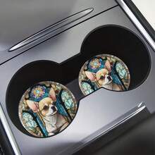 2 miếng lót ly hình chó Chihuahua dễ thương, chống trượt, cách nhiệt, phù hợp với nhiều loại cốc đựng đồ uống, dùng được cho cả nam và nữ. - Nhiều màu - Xem 2