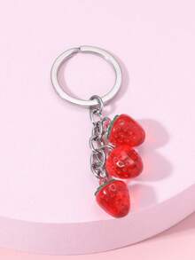 1个女士仿真水果钥匙扣，可爱糖果色透明草莓钥匙圈，送给姐妹的可爱小礼物 - 紅色 - 查看 4