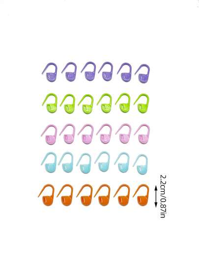 30pcs Plastic Woven Stitch Markers, Colorful Locking Needle Clips, Suitable For Crochet, Knitting, DIY Crafts