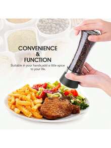 Tall Pepper Grinder Or Pepper Mill, Manual Salt Grinder Refillable With Adjustable Coarseness, Black Pepper Grinder Made Of Stainless Steel, Himalayan Salt And Sea Salt Grinder - 黑色 - 查看 4