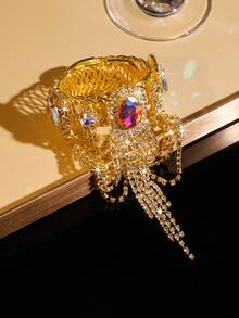 1 chiếc vòng tay co giãn dành cho nữ, vòng chân đính đá tua rua, phụ kiện trang sức dự tiệc. - Độ co giãn khi mở - Xem 10