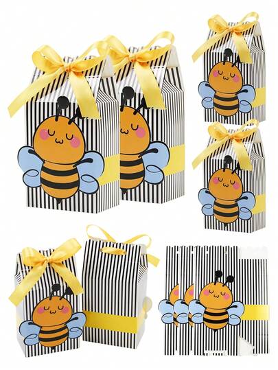 10 hộp quà tặng chủ đề ong, hộp đựng kẹo hình tổ ong có ruy băng, hộp quà sinh nhật chủ đề ong, hộp quà lưu niệm hình tổ ong, thích hợp cho tiệc sinh nhật chủ đề mùa hè, tiệc mừng em bé sắp chào đời, tiệc Hawaii.