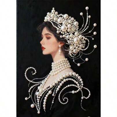 Tranh sơn dầu 2D phẳng hình người phụ nữ đội vương miện ngọc trai cổ điển, kích thước 14.5x18.5 inch, tranh trang trí trên vải dầu, phong cách cung điện châu Âu, tranh treo tường phòng khách, phòng ngủ, chân dung người đẹp cổ điển, trang trí nhà cao cấp, tranh nghệ thuật treo tường tối giản hiện đại, trang trí phông nền phòng ăn, phòng học, chất lượng xuất khẩu không khung, trang trí nhà xuyên biên giới, tranh khảm thủ công DIY, quà tặng cho bạn bè và gia đình, thích hợp cho phòng ngủ, văn phòng, phòng khách.