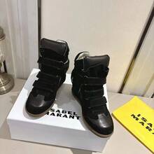 ISA High-Quality High-Top Sneakers For Women Made Of Genuine Leather With An 8 Cm Thick Sole And Closure – Versatile Leisure And Sports Shoes. - 黑色 - 查看 8