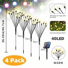太陽能螢火蟲燈 60LED*6入/40LED*4入 戶外太陽能燈 IP65防水 適用於花園、露台、庭院、陽台裝飾(暖白色) - 地插螢火蟲 - 查看 8