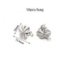 10个/包 不锈钢叶子、树、三叶草、菱形耳钩，简约时尚不褪色耳环配件，DIY珠宝制作耳环组件 - 附吊耳釘 - 查看 16