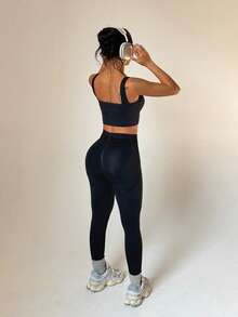 Women's Outdoor Sports Leggings, Multifunctional For Daily Wear, Slim Fit, Butt-Lifting Design, Lightweight & Breathable Moisture-Wicking - Black - View 6