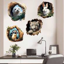 3D Cute Animal In Tree Hole Bathroom Toilet Sticker, Home Decor Self-Adhesive Wall Decal - 1PC - View 7